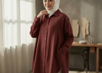 Basic Keten Gömlek Bordo